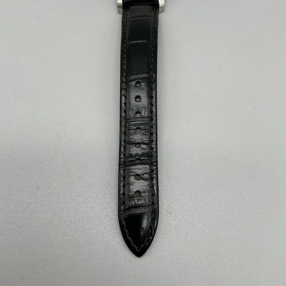 Caravelle Womens Watch 21mm Silver Tone Black Leather Band 43L202 New Battery
